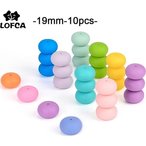 LOFCA 10pcs Abacus 19mm Silicone Teething Beads Beaded Necklace Silicone BPA Free Food Grade Chew Bead Baby Pacifier Chain