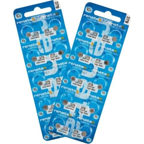 20pcs/2packs Renata 379 Long Standing Watch Battery 379 SR521SW 521 1.55V Bottun Cell Batteries