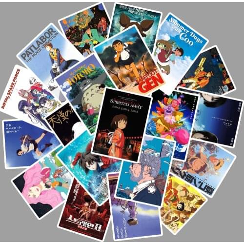 25pcs Anime Collection Miyazaki Hayao/Patlabor/Totoro Stickers For Car Laptop PVC Backpack Pad Bicycle waterproof Decals