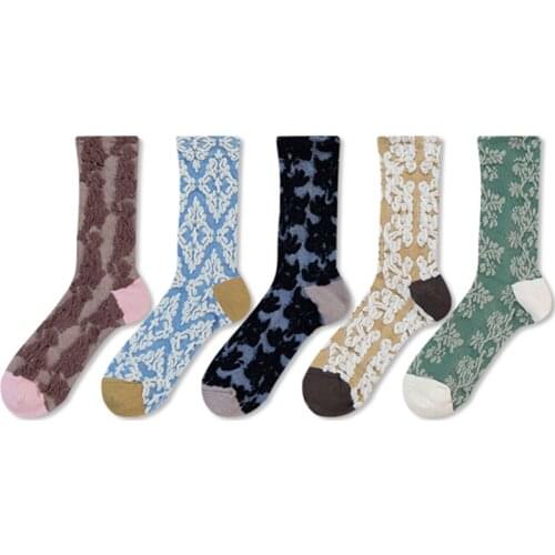 3 Pairs 3D Flower Printing Women Socks Set Fashion Cute Cotton Long Cycling Socks Pack Lady Street Style Vintage Winter Socken