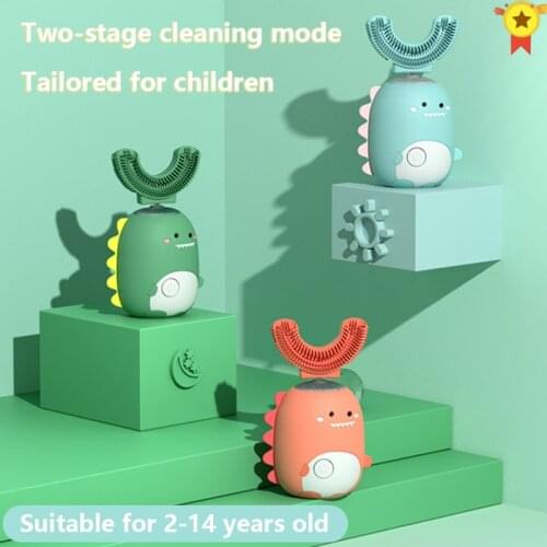 360 Degrees Intelligent Automatic xiomi Childrens Sonic Electronic Toothbrush USB charging U Shape 2 Modes Timer Blue Light