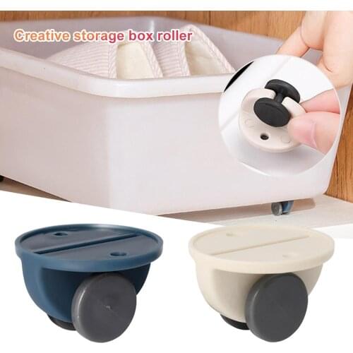 4pcs Sticky Storage Box Wheel Trash Bin Self-Adhesive Pulley Household Noiseless and Scratch-Free Box Wheel Fast delivery Ship