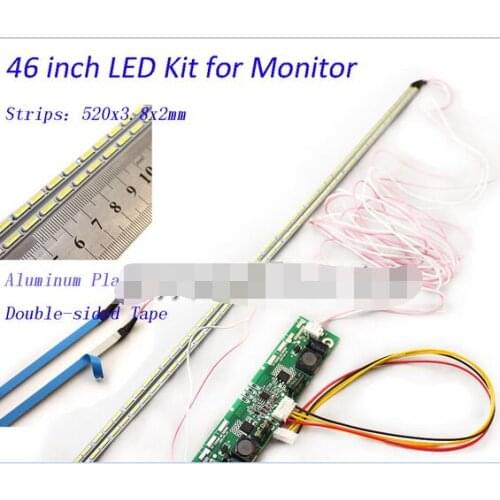 46 inch LED Aluminum Plate Strip Backlight Lamps Update Kit for LCD Monitor TV Panel 2 LED Strips 520mm new