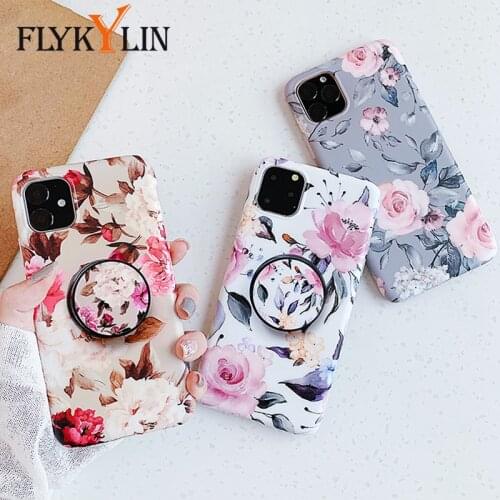 FLYKYLIN Holder Stand Case For iphone XR X XS 6S 6 S 7 8 Plus SE 2 Back Cover Silicone Phone Cases For iPhone 12 11 Pro Max 2020