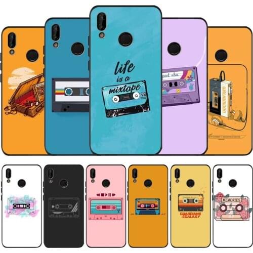 Retro cassette tapes black soft Phone Case for huawei P40 P30 P20 P10 Pro lite P9 Lite nova 4E 6SE Psmart 2019 Y6 9 Prime
