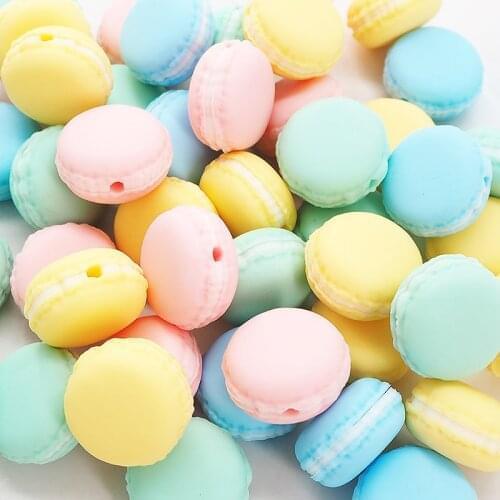 Chenkai 50PCS BPA Free Macaron Silicone Teethers Beads Silicone Cartoon Teething For DIY Nursing Necklace Pacifier Chain Gift