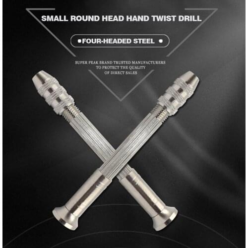 DIY Woodworking Drilling Rotary Tools Manual Aluminum Alloy Micro Hand Drill Non-slip Handle with 10pcs Drill Bits