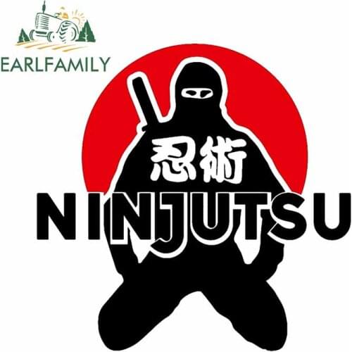 EARLFAMILY 13cm x 12.9m for Black Samurai Chinese Characters Ninjutsu Cartoon Decal Bumper Cartoon Car Stickers Vinyl Car Wrap