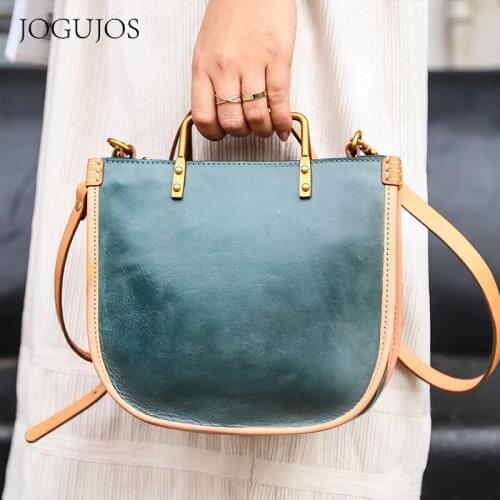 Head Layer Cowhide Art Leather Fashion Luxury Leisureretro Fashion Commuter Large Capacity Women Handbag Cowhide Shoulder Bags