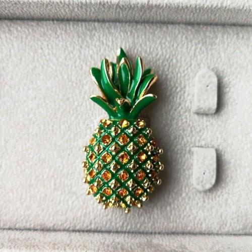 1PC Exquisite Pineapple Rhinestone Brooch Pin Vintage Style Women Enamel Jewelry Alloy Decor Crafts For Party