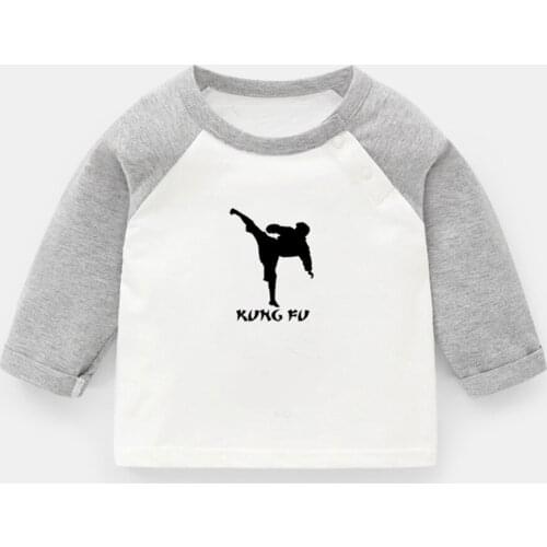 Chinese Kung Fu Basketball Player Girl Hunter Silhouette Design Newborn Baby T-shirts Toddler Raglan Color Long Sleeve Tee Tops