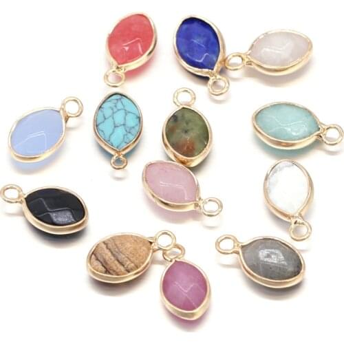 Natural stone Pendant Faceted Egg shaped Exquisite Charms for Jewelry Making DIY Necklace Bracelets Accessories 10x16mm