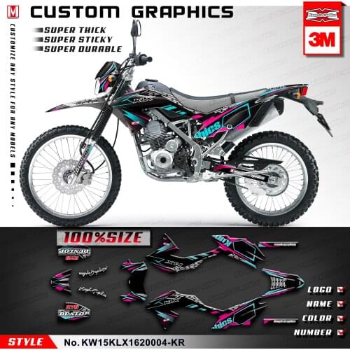KUNGFU GRAPHICS Motocross Stickers Vinyl Wrap Kit for KLX150BF KLX150 BF 2016 2017 2018 2019 2020, Black