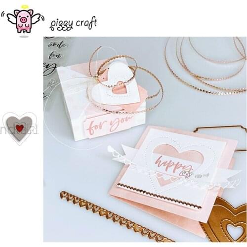 Piggy Craft metal cutting dies cut die mold Heart love frame background Scrapbook paper craft knife mould blade punch stencil