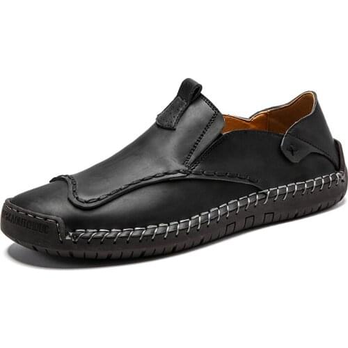 Casual Shoes Sneakers 2020 Men Summer Lightweight Leather Mens Flats Leisure Trend Black Loafers