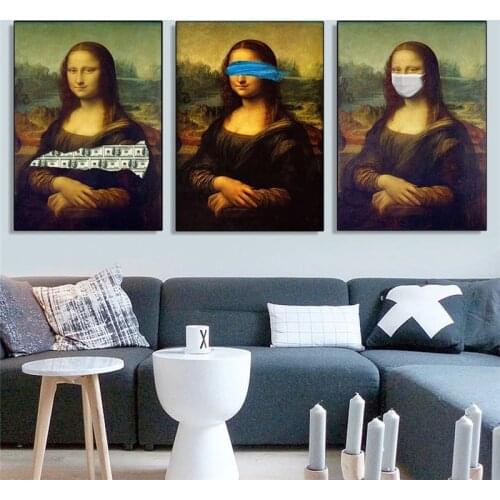 Canvas Painting Print Funny Wall Art Mona Lisa Money Poster Home Decoration Modular Nordic Style Modular Pictures Living Room