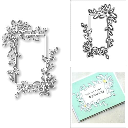 New Corner Daisy Rectangle Border 2020 Metal Cutting Dies for DIY Scrapbooking Decor Embossing and Card Making Craft No Stamps
