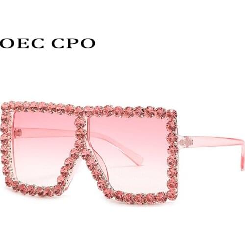 Oversized Square Diamond Sunglasses Women Fashion Rhinestone Colorful Sun Glasses Female Crystal Eyeglasses Punk Glasses UV400