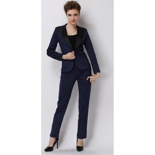 2016 Autumn Winter Women Business Suits Custom made Navy Formal Office Suits Work pants suits