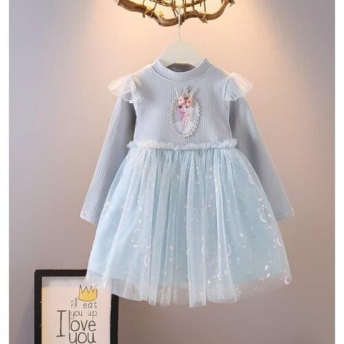90-130cm girls Autumn dress Princess Aisha dress with long sleeves Baby Aisha dress Spring and Autumn Frozen dress