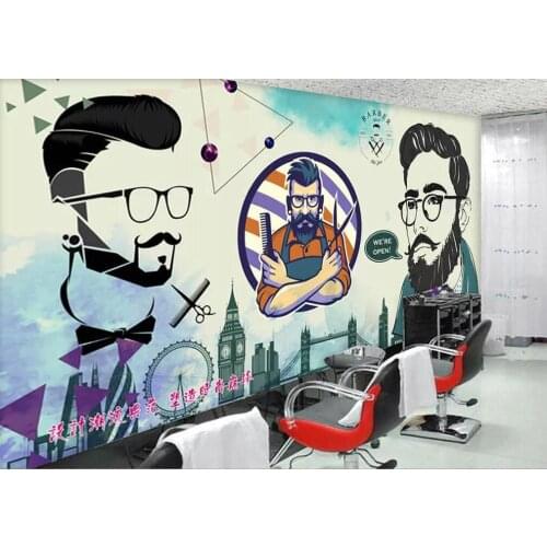 Custom 3D mural wallpaper European and American fashion beauty salon barber shop background wall