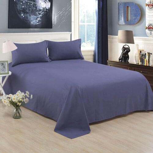 Ropa de cama Solid color polyester cotton bed sheet hotel home soft brushed flat sheet queen bed cover not included pillowcase