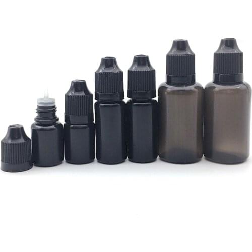 5000 X Black PE Plastic Bottles 5ml/10ml/30ml Empty Bottle Squeeze Juice Eye Dropper Vial with Childproof Cap