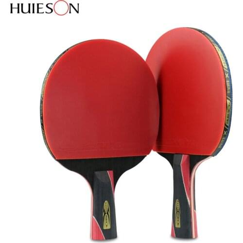 Huieson 5 Star Carbon Fiber Table Tennis Racket Double Pimples-in Rubber Pingpong Racket