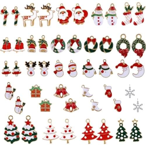 50x Alloy Christmas Charms Pendant Snowman Moon Santa Claus DIY Clothes Sewing Necklace Bracelet Anklet Jewelry Making Art