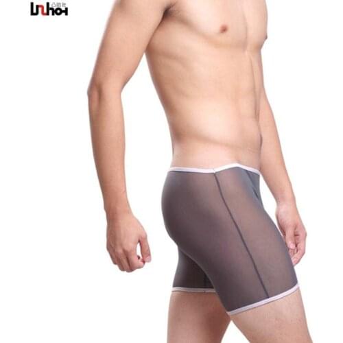 Sexy Boxers Shorts Mens Mesh Transparent Panties Trunks Penis Pouch Underwear Pant Male Gay Underwear Jockstraps Erotic Lingerie
