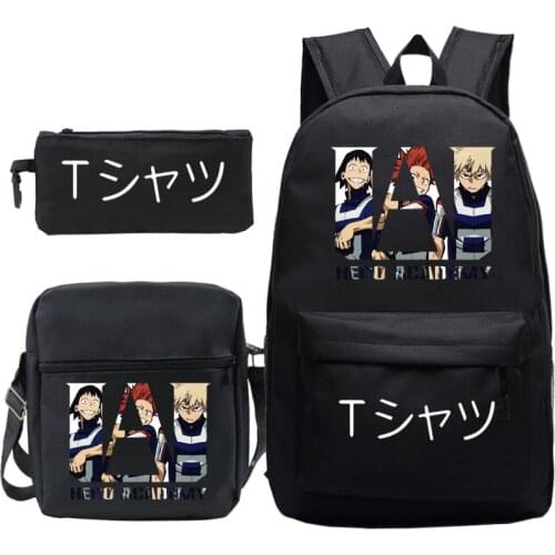 3pcs/set School Bag Teenage Girls Kids Children Backpack Travel Shoulder Bag Child Schoolbag My Hero Boku No Hero Anime Backpack