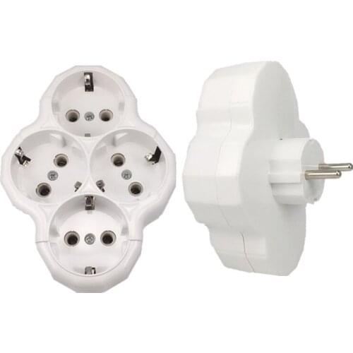 EU Standard Conversion Socket Power Adapter Socket Plug 1 TO 4 Way 16A AC 110v-250v Wireless Extended Socket