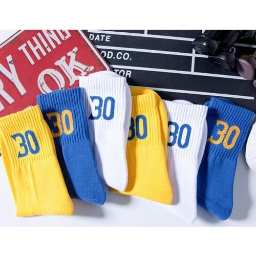 No30 Thirty Point Guard Golden State US Team 2021 Curry #30 Basketball Player Star Thick Sport Crew Man Socks Digital Number