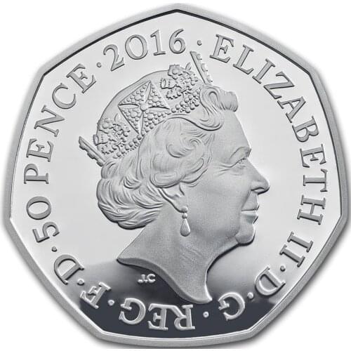 UK 2016 50 Pence Hedgehog Madame Winkel Commemorative Coin Real Original Coin UNC Coins