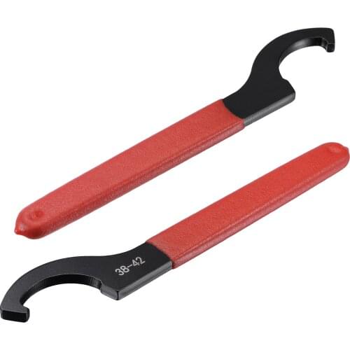 Uxcell C Hook Spanner Wrench Collet Chuck for 38-42mm Round Nut, with Red Non-slip Handle 2pcs