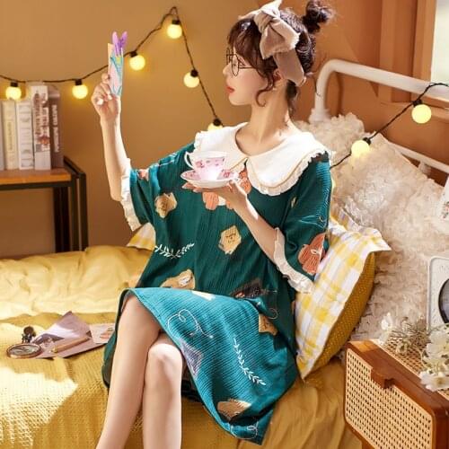 Plus Size Summer Women Nightdress Short Sleeve Cute Cartoon Nightgowns Casual Sleepwear Pyjamas Women Sleepdress 3XL 4XL Nightie