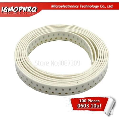 100pcs 10uF X5R Error 20% 6.3V 0603 106 SMD Thick Film Chip Multilayer Ceramic Capacitor