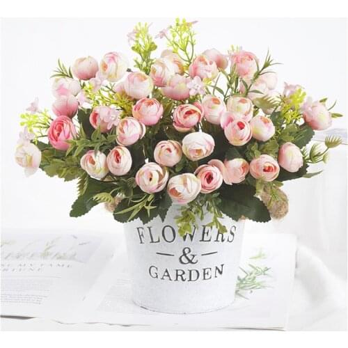 13Heads/1 Bundle Artificial Flowers Camellia Rose Garden Party Wedding DIY Home Office Decoration Furnishing Fake Flower