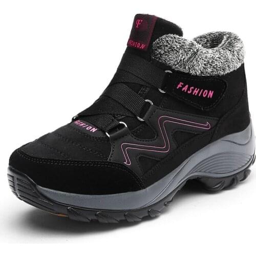 2020 Brand New Fashion Suede Leather Women Snow Boots Winter Warm Plush Womens boots Waterproof Ankle Boots Flat shoes 35-42