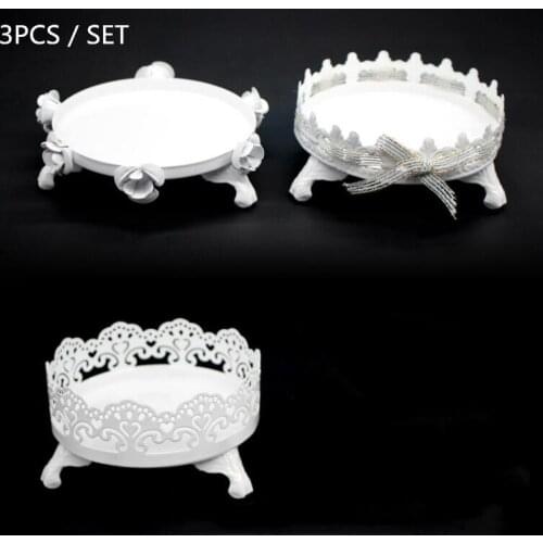 3pcs/set White Lace Cake Stands Cupcake Donuts Cake Plates for Wedding Kids Birthday Party Cake Tools Bakeware Tableware Tools