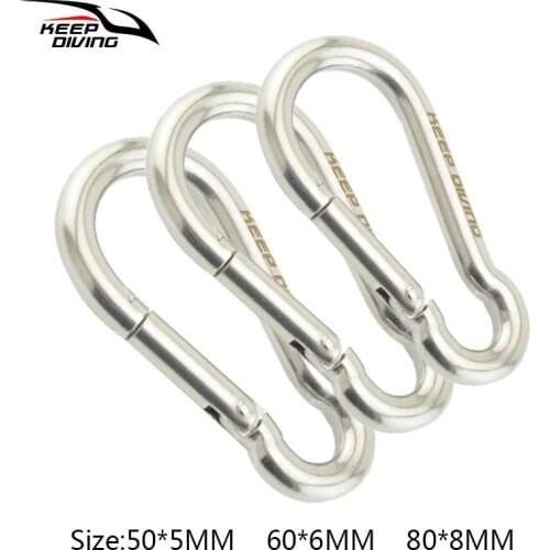3 PCS 316 Stainless Steel Scuba Diving Hook Spring Hook Bolt Snap Hook Clip 3 Size Diving Equipment