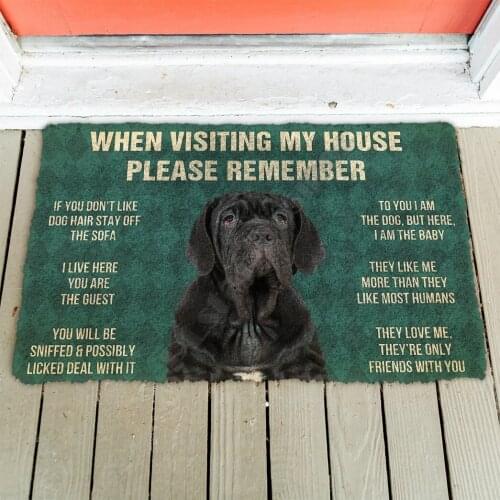 3D Please Remember Neapolitan Mastiff House Rules Custom Doormat Non Slip Door Floor Mats Decor Porch Doormat