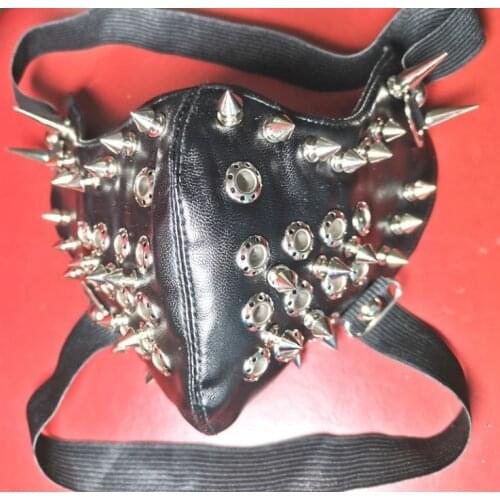 Halloween accessories face mask jewelry personalized leather mask cosplay performance spikes mask