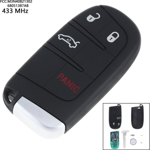 Car Auto Remote Key Fob 433MHz 4 Buttons Keyless Uncut Flip Transmitter Push Start Fobik M3N40821302 68051387AB for Dodge