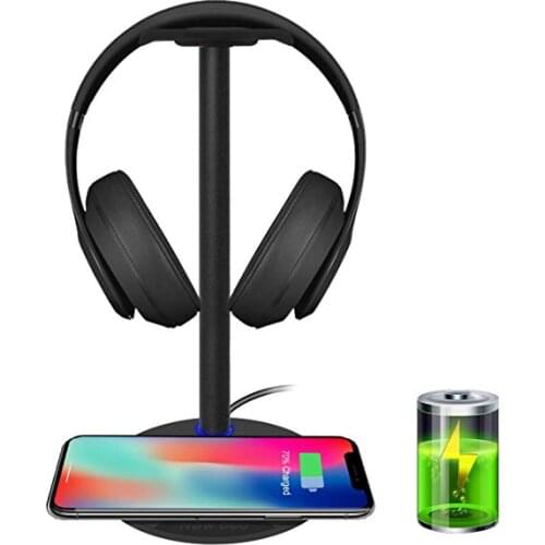 Wireless Charging & Headphone Stand for New Bee Sturdy Headset Holder & Wireless Charger Pad with LED Indicator for Most Phone