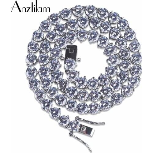 6mm Iced Out Bling AAA Zircon 1 Row 3 Angles Tennis Chain Necklace Men’s Hip hop Jewelry Gold Color Long Chain Necklace