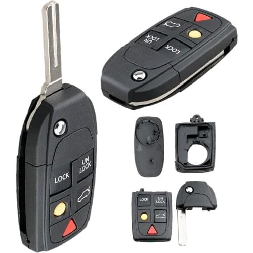 5 Buttons Car Key Fob Case Shell Replacement Flip Folding Remote Cover Car Key Accessories Fit for VOLVO S60 S80 V70 XC70 XC90