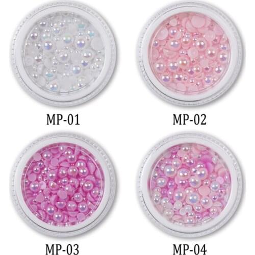 Colours Semicircular Pearl Mixed Size Nail Studs Manicure Nail Art Decorations 1 Box