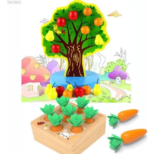 Puzzle Match Wooden Magnetic Fruit Tree Montessori Toys Montessori Chlidren Gift Montessori Materials Magnetic Apple Pear Kids