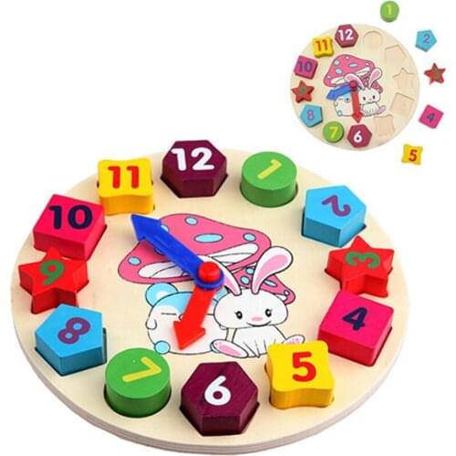 Kid\s Baby\s Wooden Digital 12 Numbers Clock Blocks Educational Intellectual Toy